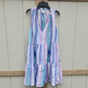 J. Crew Factory Pastel Striped Sleeveless Dress in Lavender, Mint & Sky Blue